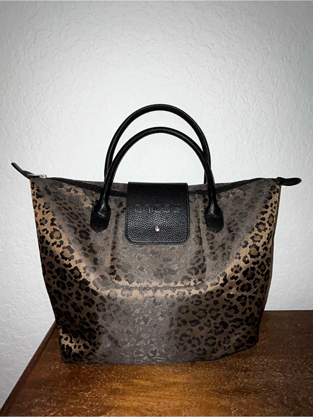 Chico’s Animal Print Folding Roll Tote Bag Chicos